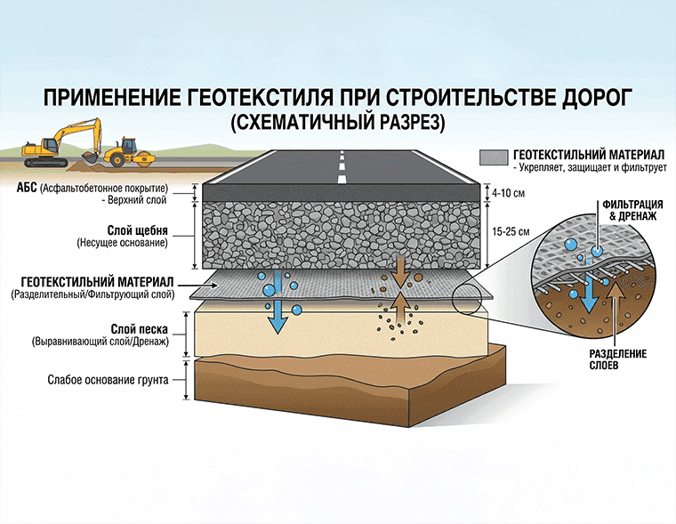 Слои геотекстиля