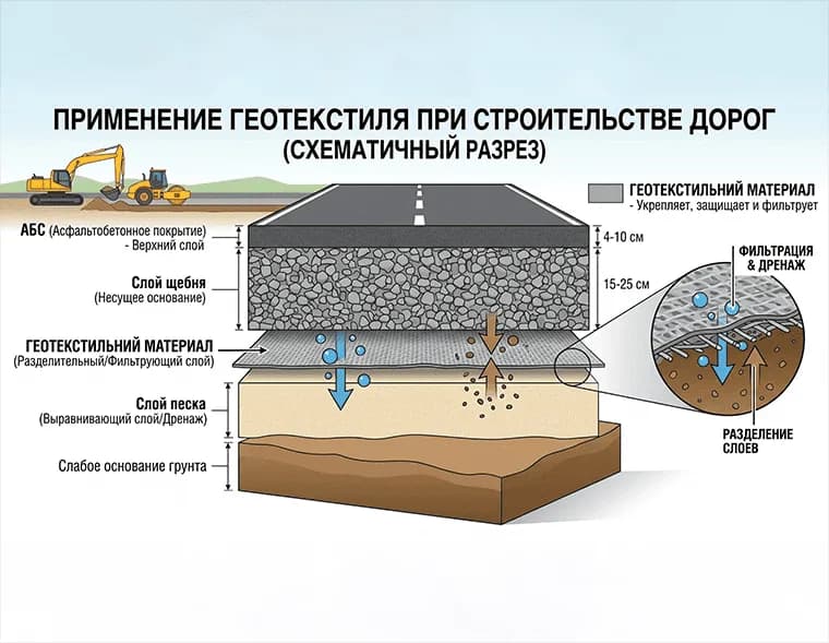 Слои геотекстиля